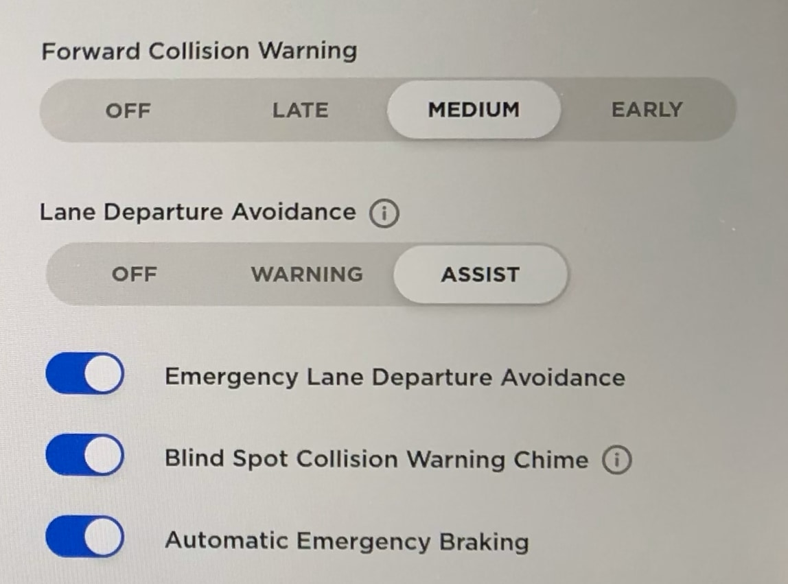 Tesla Emergency Braking Options