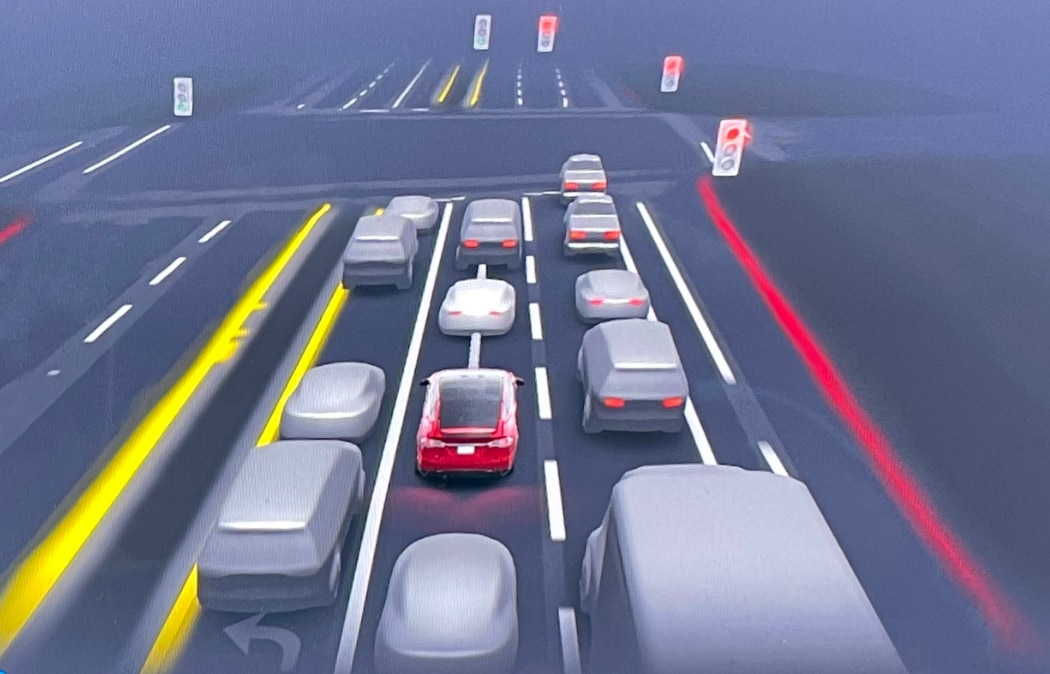 Tesla visualization displaying road arrows