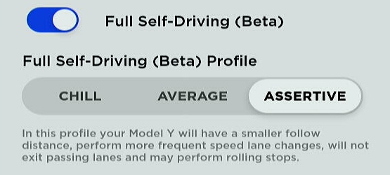 Tesla now has an assertive FSD mode