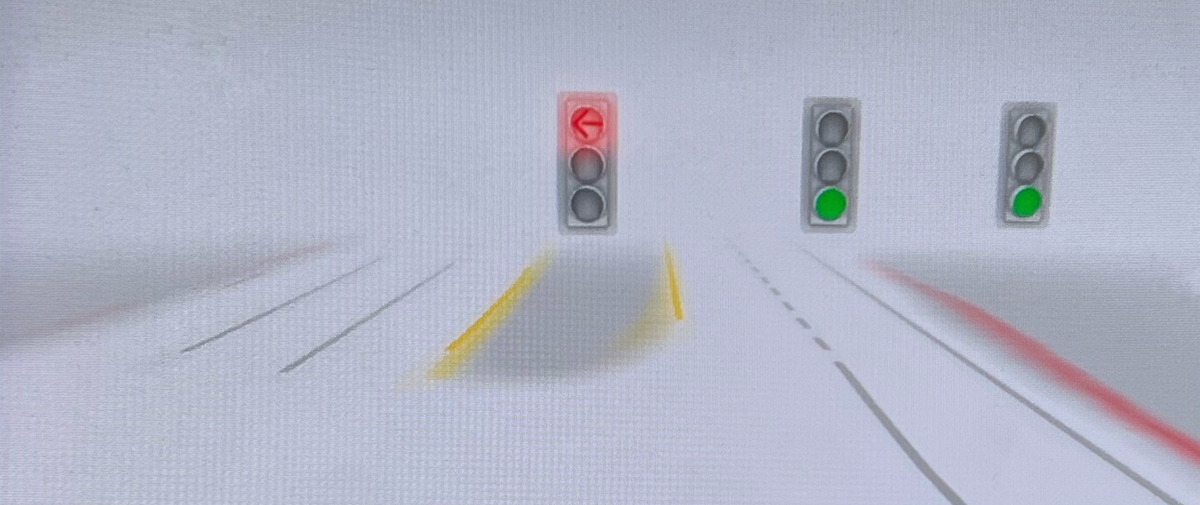 Tesla FSD displays traffic lights with arrows