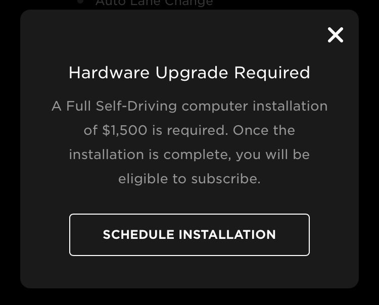Tesla FSD subscription requires hardware 3.0