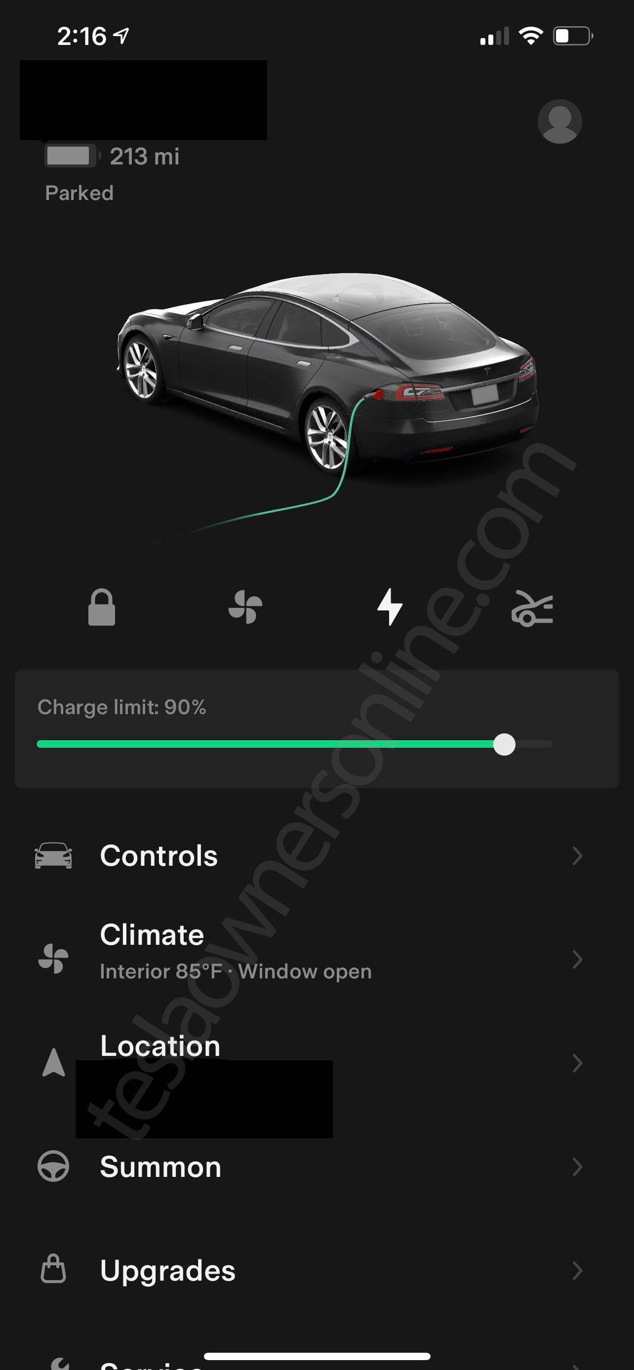 Tesla on sale app homelink