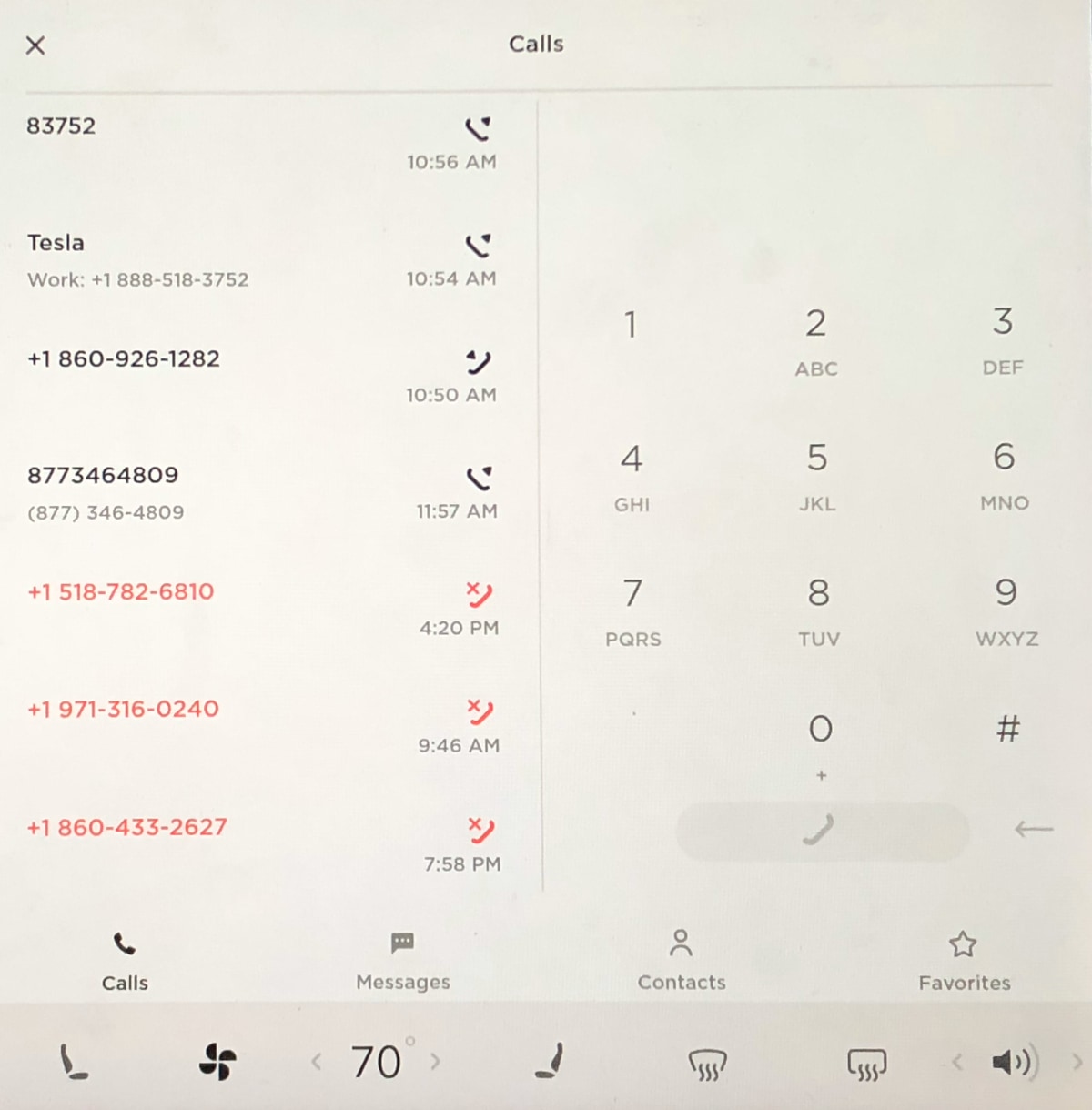 Updated Tesla phone dialer and recents UI