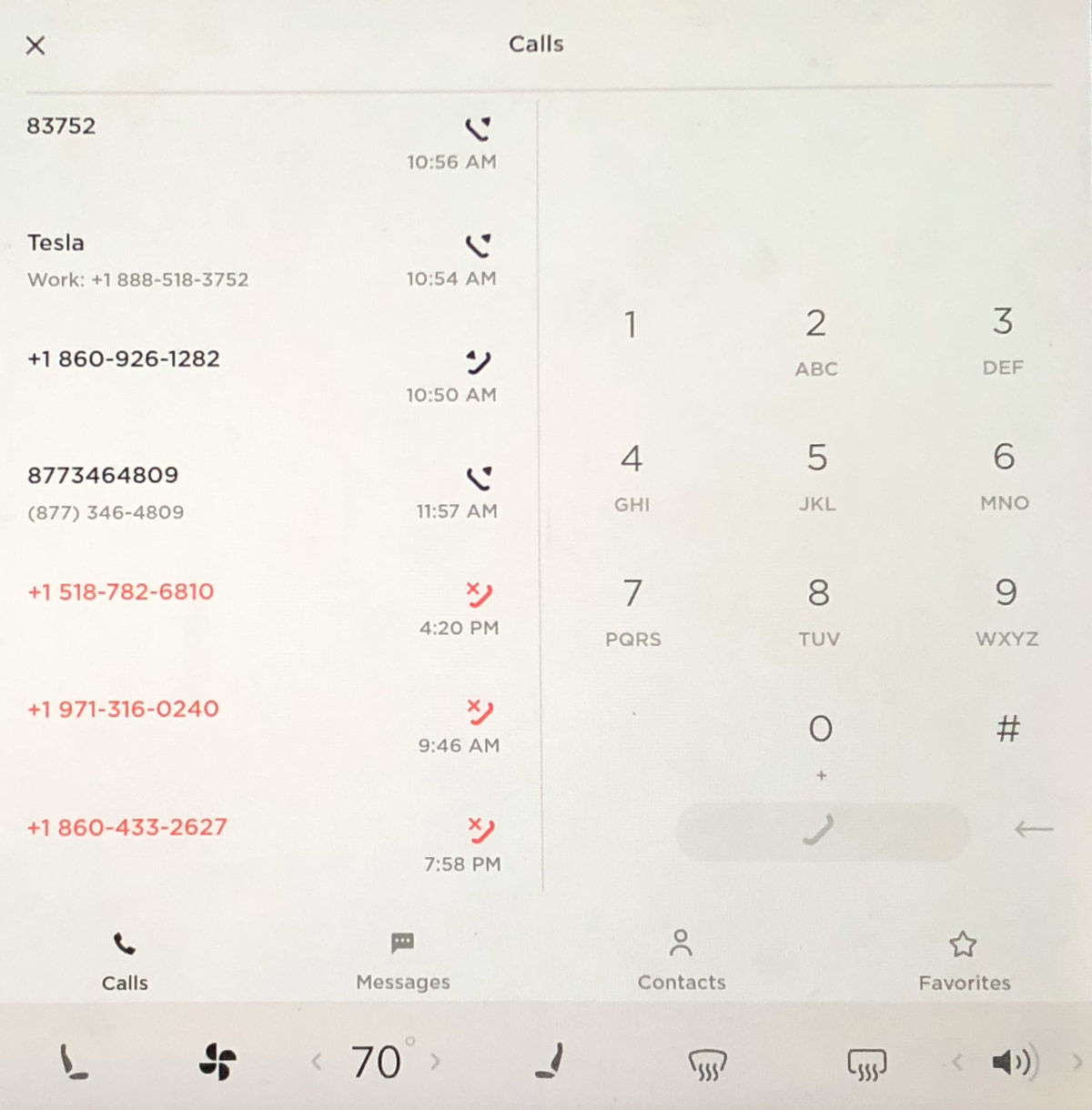 Updated Tesla phone dialer and recents UI