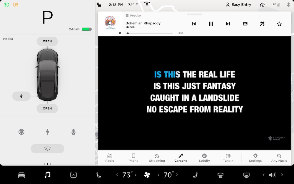 Tesla's Caraoke feature