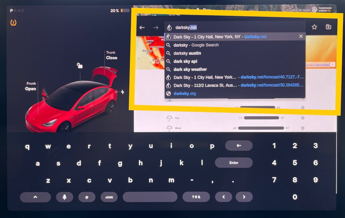 Tesla Browser Improvements feature in update 2022.12.3.17