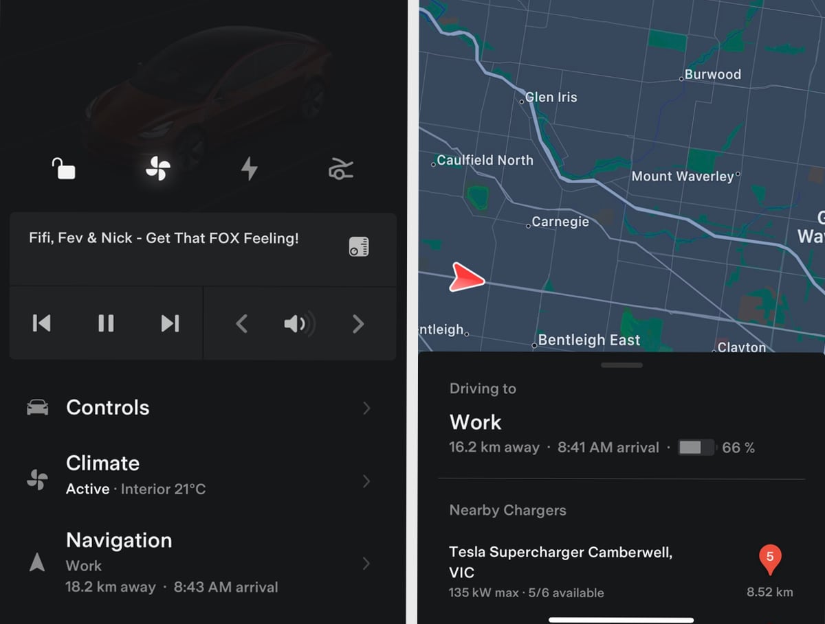 Tesla's adding song title and artist information to the mobile app
