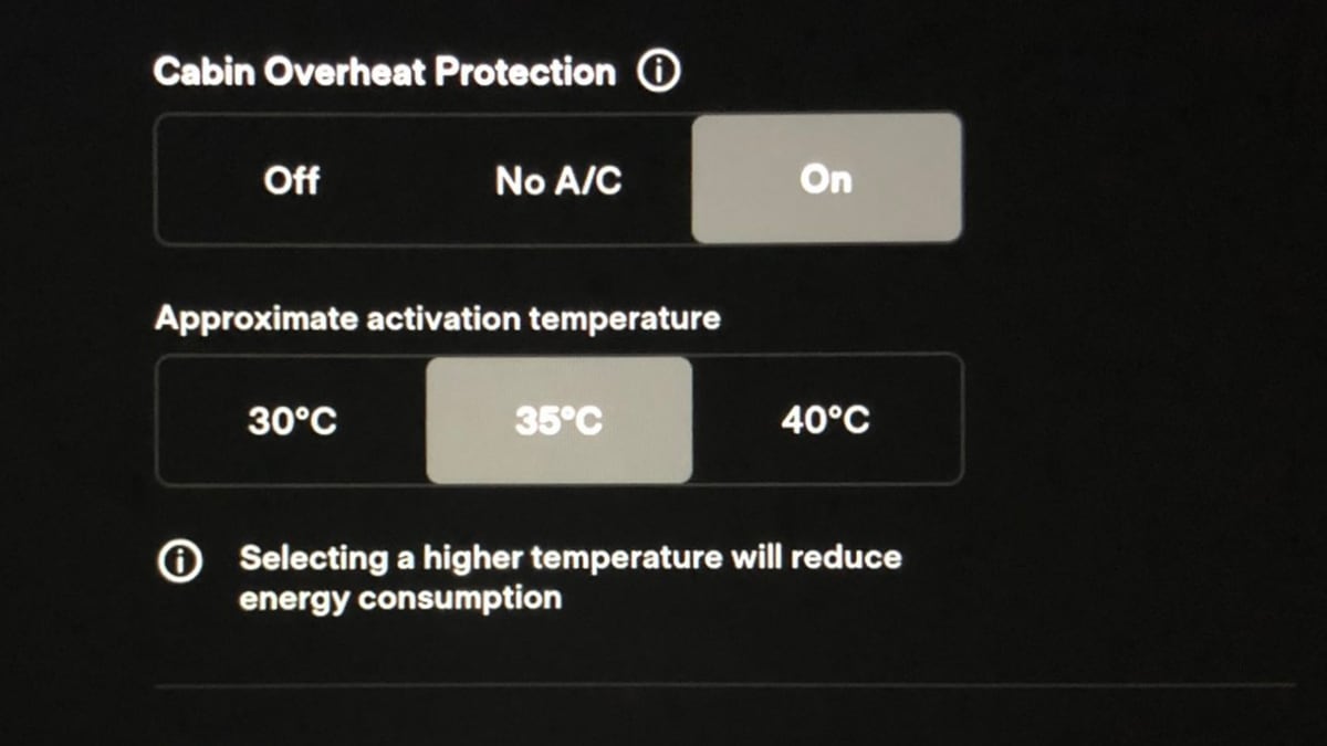 Cabin Overheat Protection can now be configured