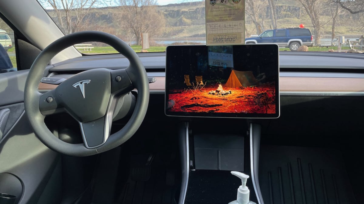 Tesla's Camp Mode allows you to maintain USB ports powered and keep the climate running