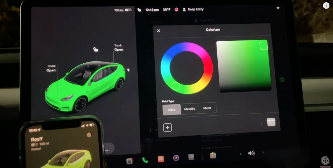 Tesla's new Color Colorizer feature