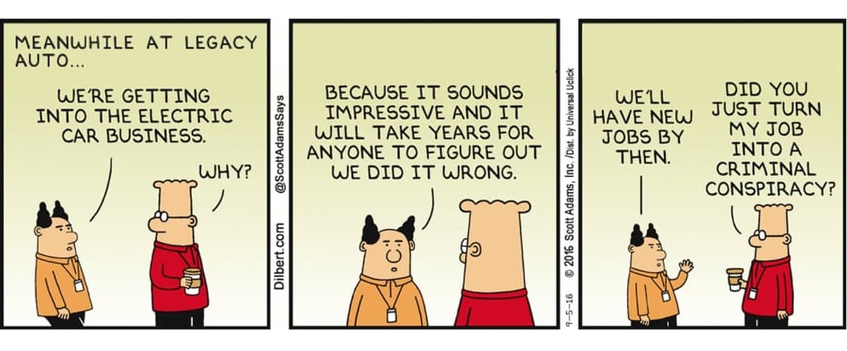 Tesla's Dilbert Cartoon Moment - Penalized for Being Too Efficient