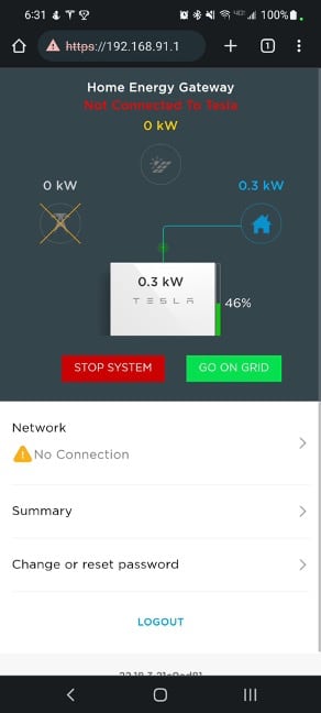 Tesla's Powerwall showing the amount of energy left