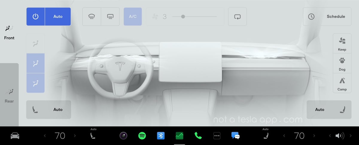 Tesla will automatically activate the vehicle's climate system when there is an occupant in the vehicle