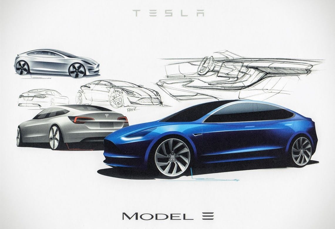 A sketch of the Model 3 was given to owners who reserved the vehicle on the first night