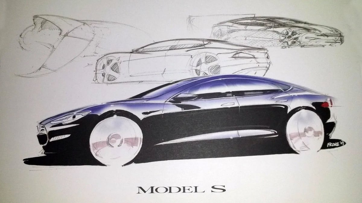An early sketch of the Model S that was given to owners