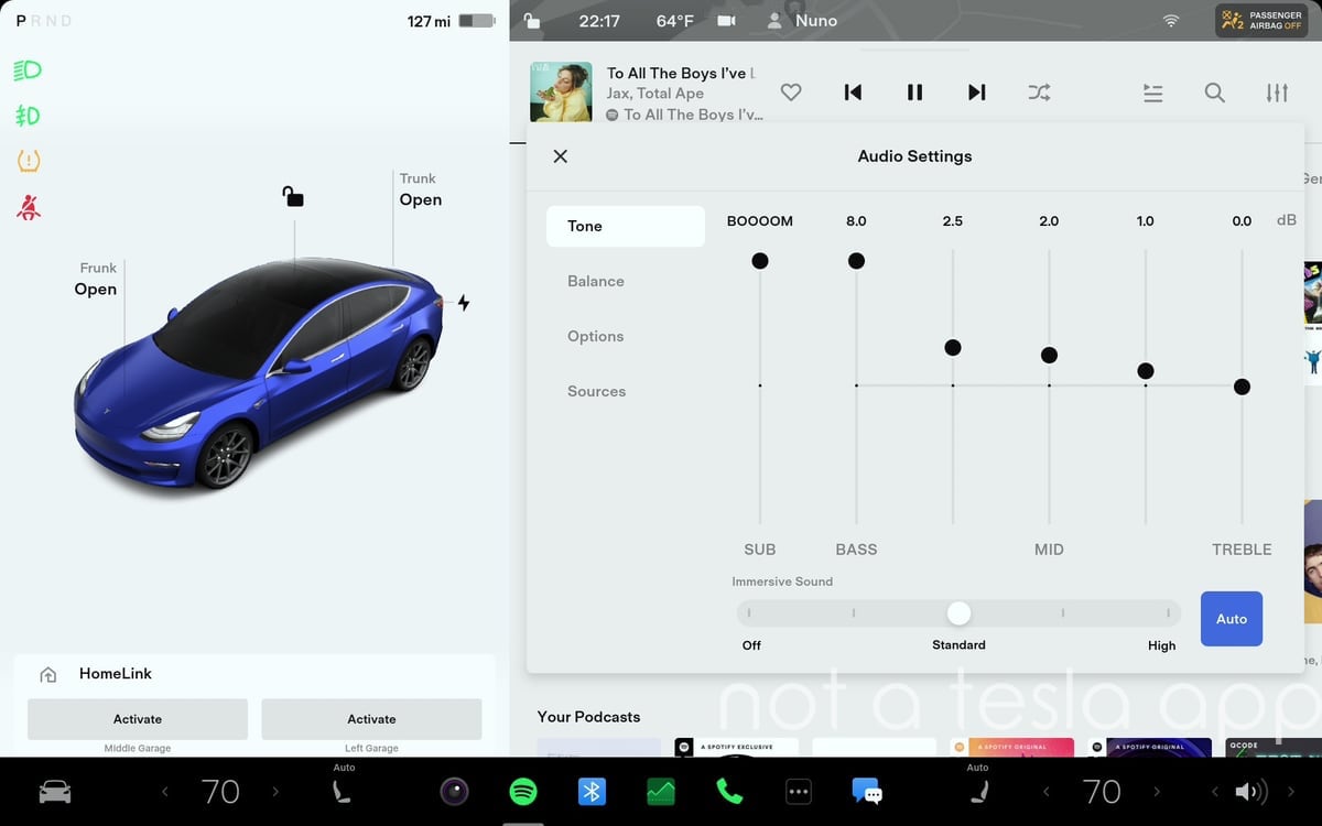 You now change Tesla's subwoofer level independently