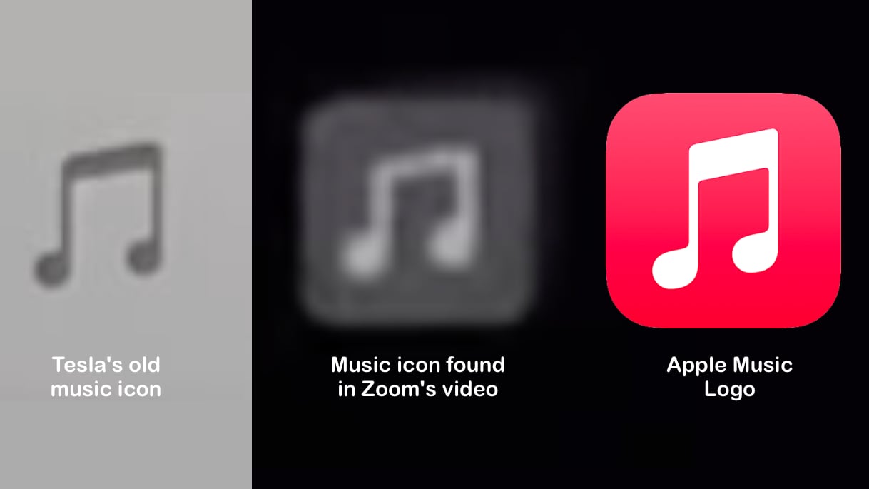 A comparison between Tesla's old music logo, the new icon and Apple Music's logo