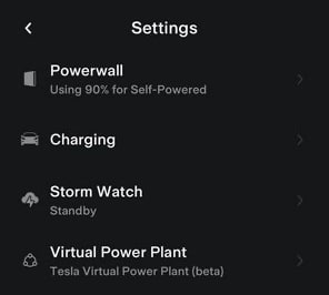Tesla Powerwall Settings feature in update 4.7