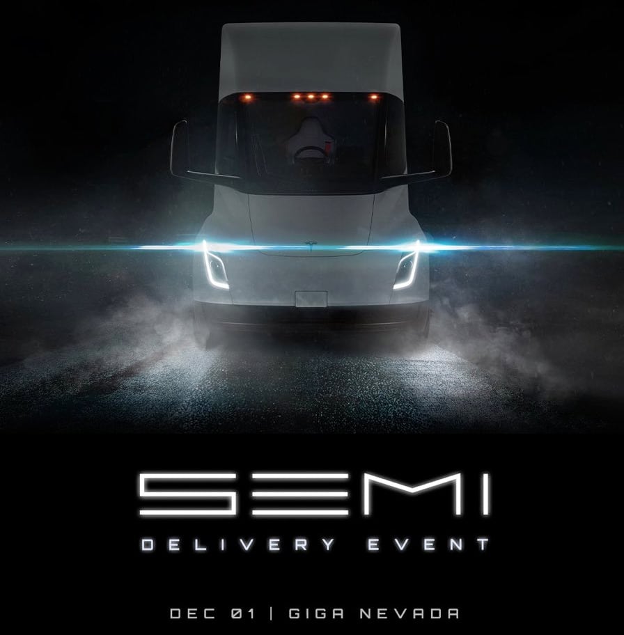 Tesla will hold a delivery event for the Tesla Semi