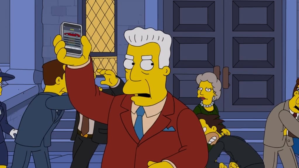 Kent Brockman summons his Tesla