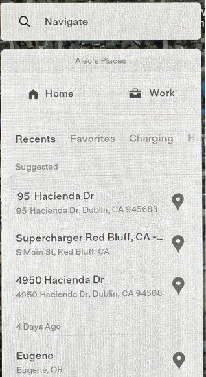 Tesla is showing suggested destinations in update 2022.28.2