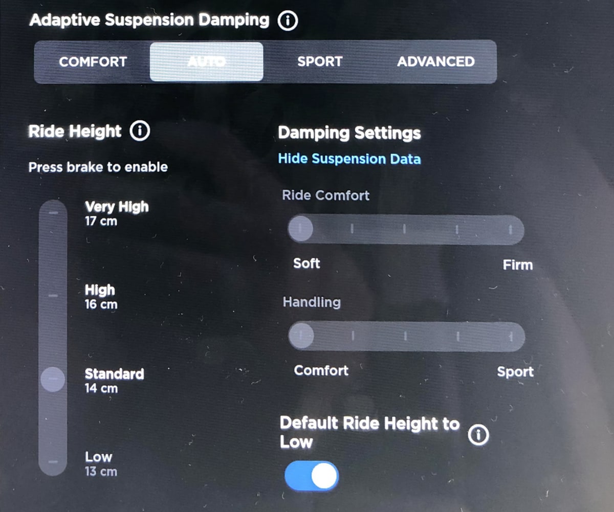 Your Tesla to automatically adjust its air suspension based on