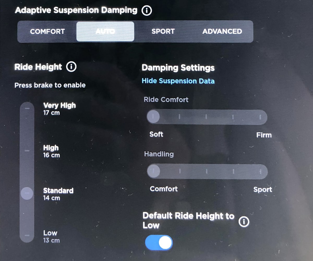 Tesla lets you fine-tune your air suspension