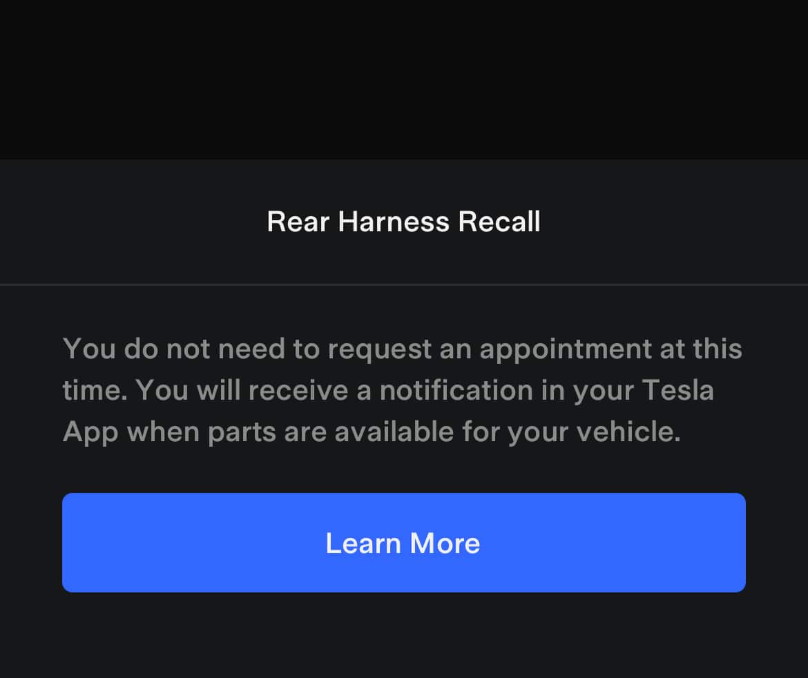 The Tesla app can now displayed vehicle recalls