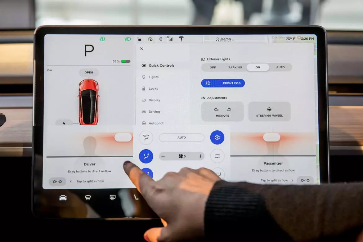 Tesla's Model 3 HVAC UI in 2017