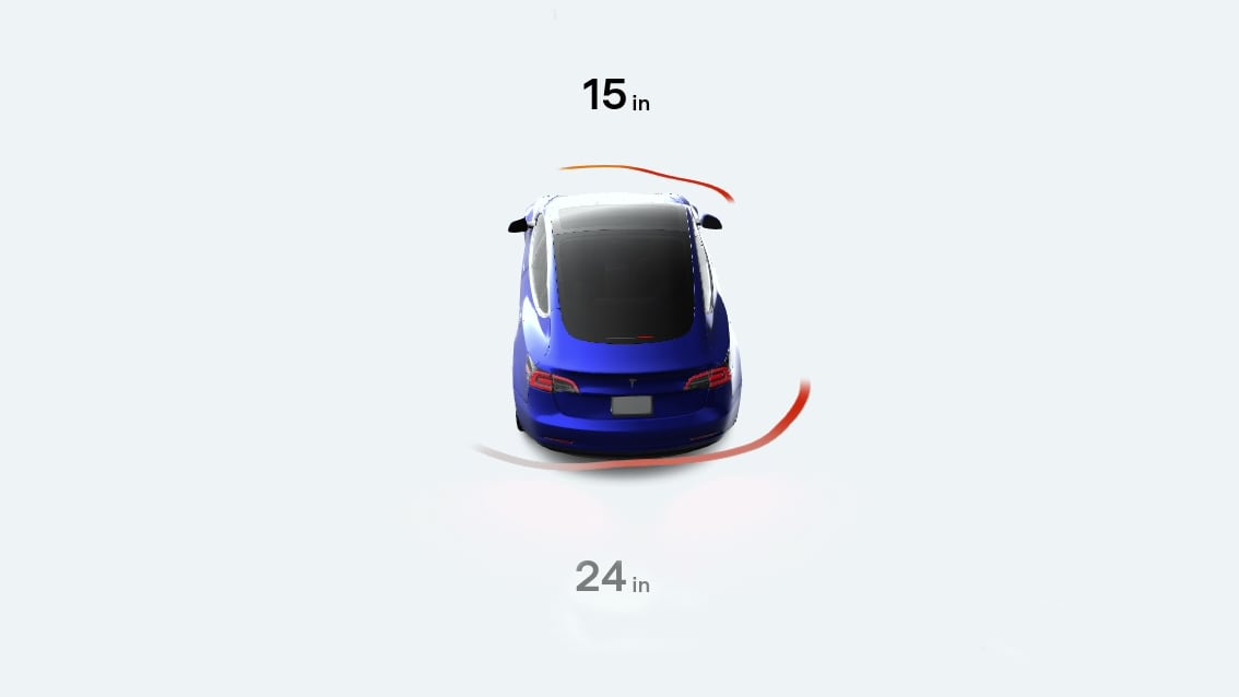 Tesla's visualization on a vehicle with ultrasonic sensors