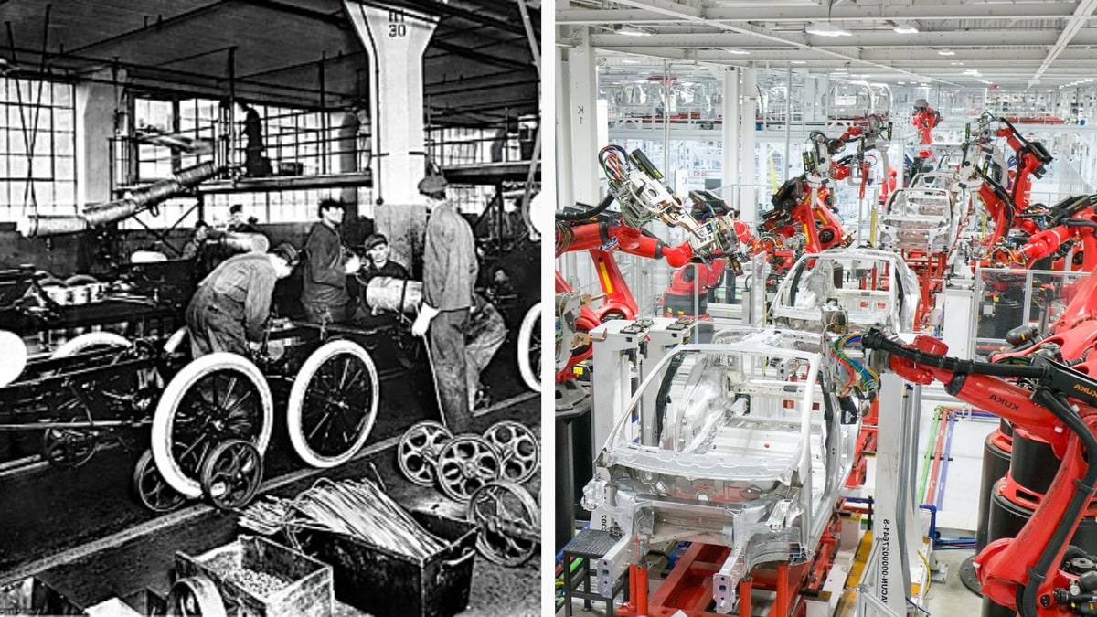 Ford introduced the assembly line in 1913