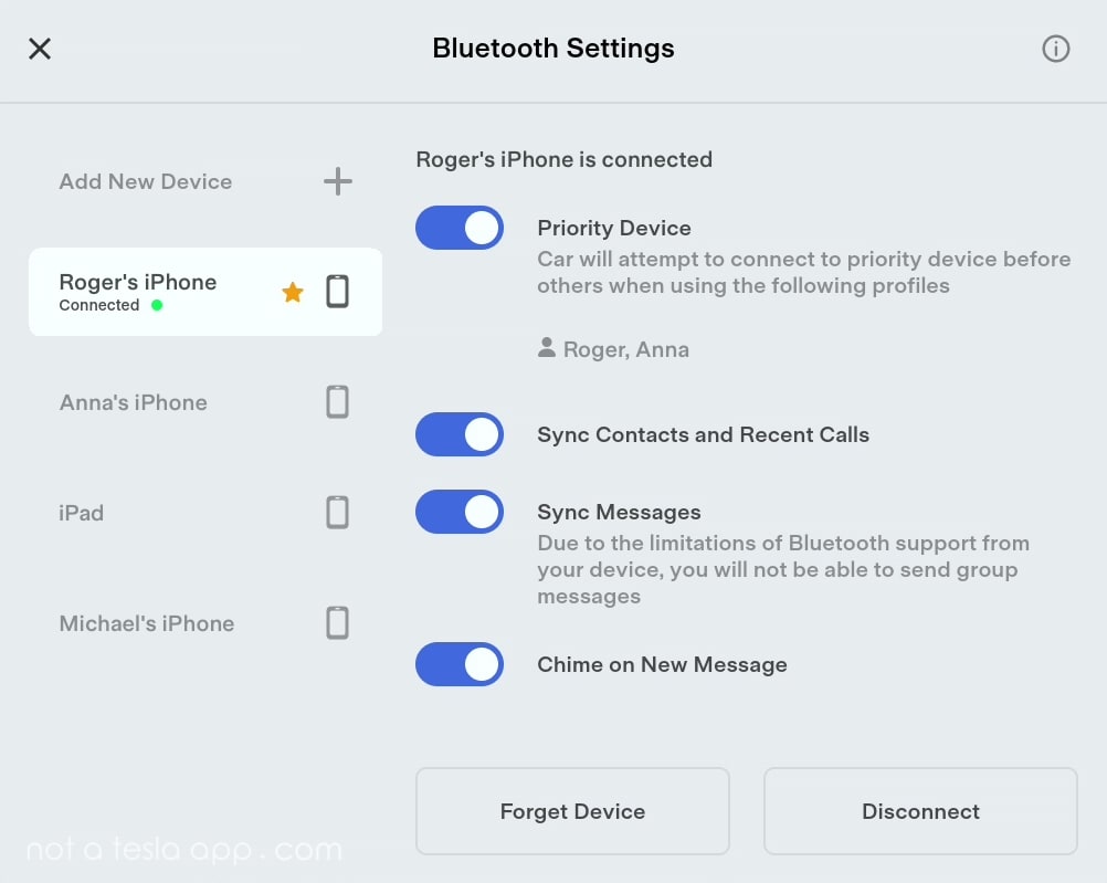 You can select a device that your Tesla will connect to first