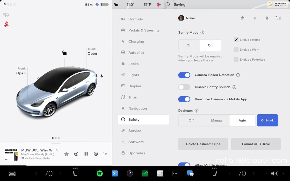 Tesla's Sentry Mode captures videos from up to four cameras at once