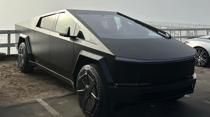 The Cybertruck was recently shown off in a matte black wrap