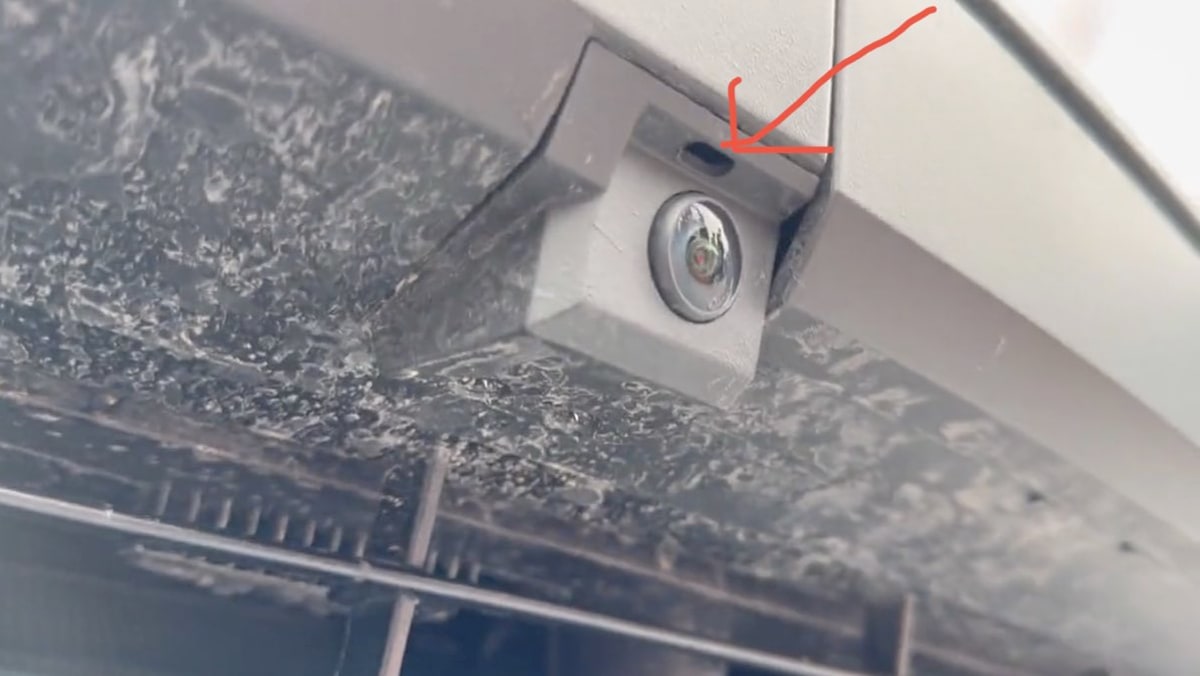This Cybertruck features a hole above the front bumper camera