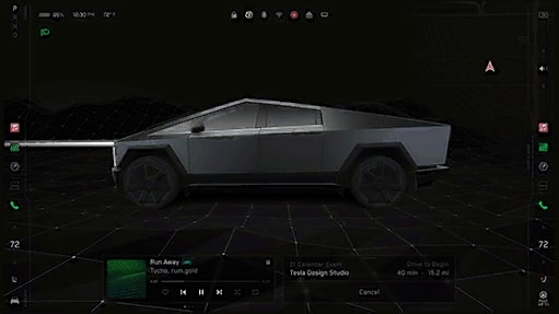 An image from the app reveals the Cybertruck's UI