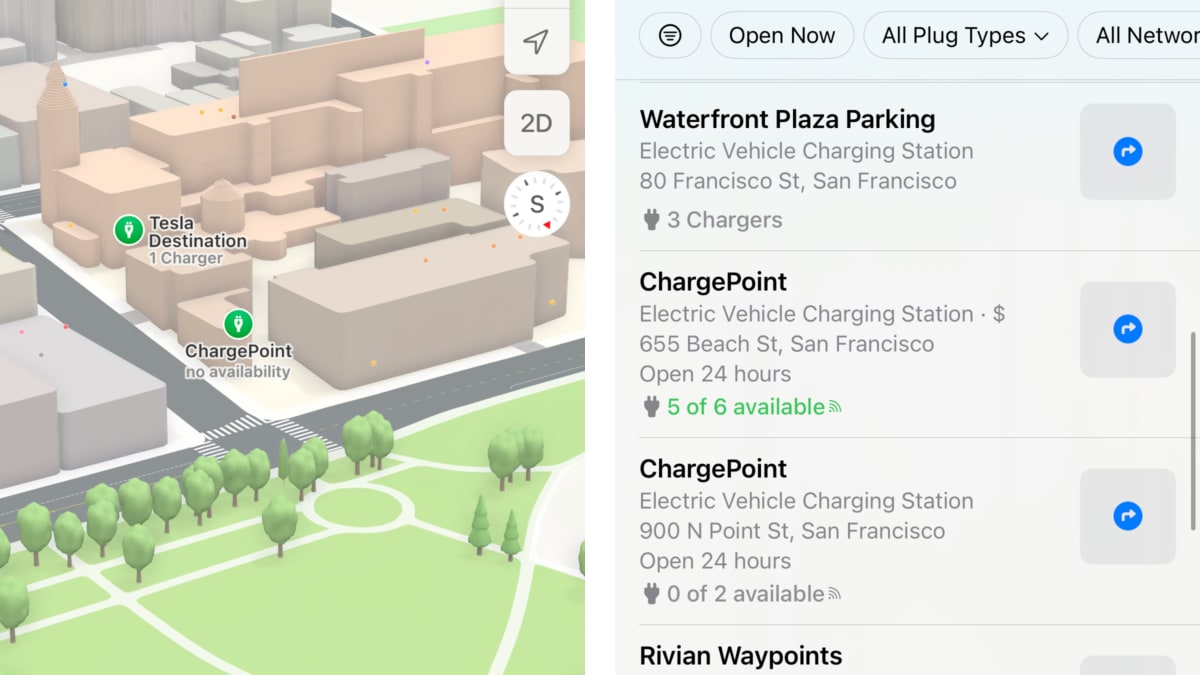 Apple Maps will offer real-time EV charger availability