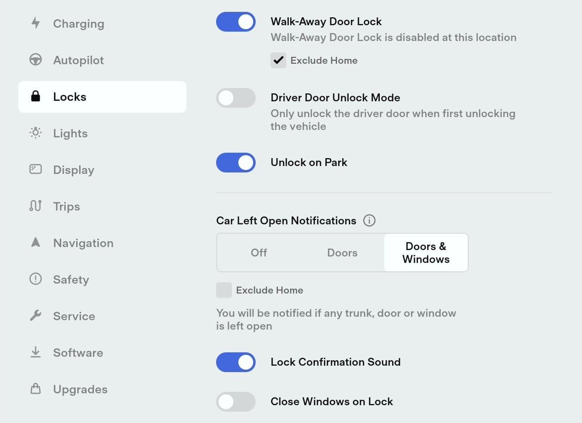 Your Tesla has various options when it comes to locking and securing your vehicle