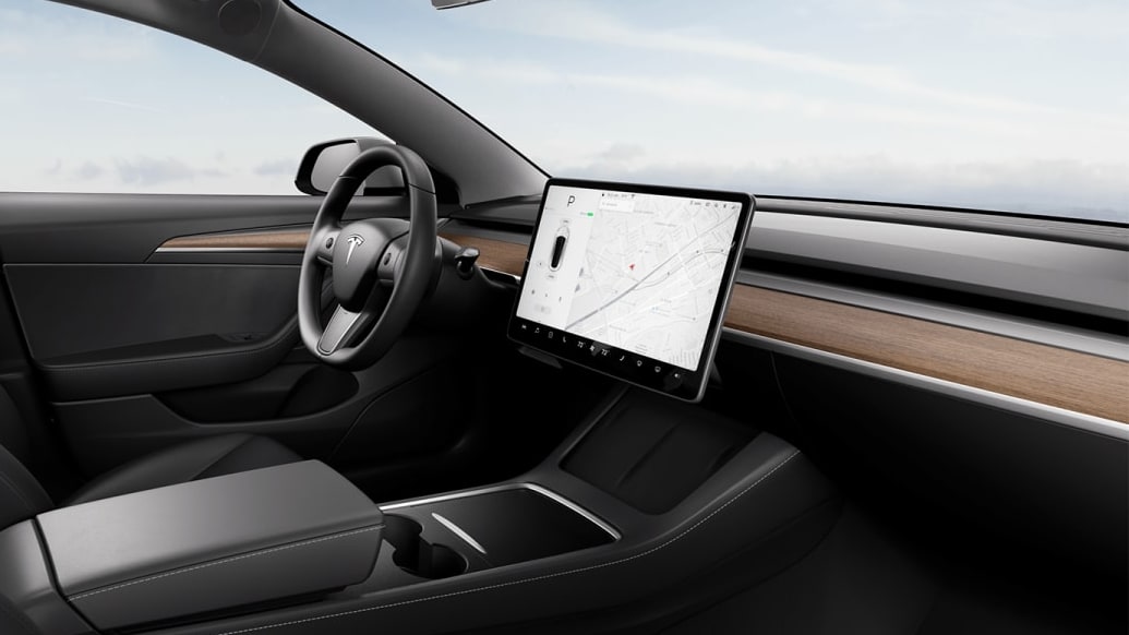 The interior of a Model 3 with a 15