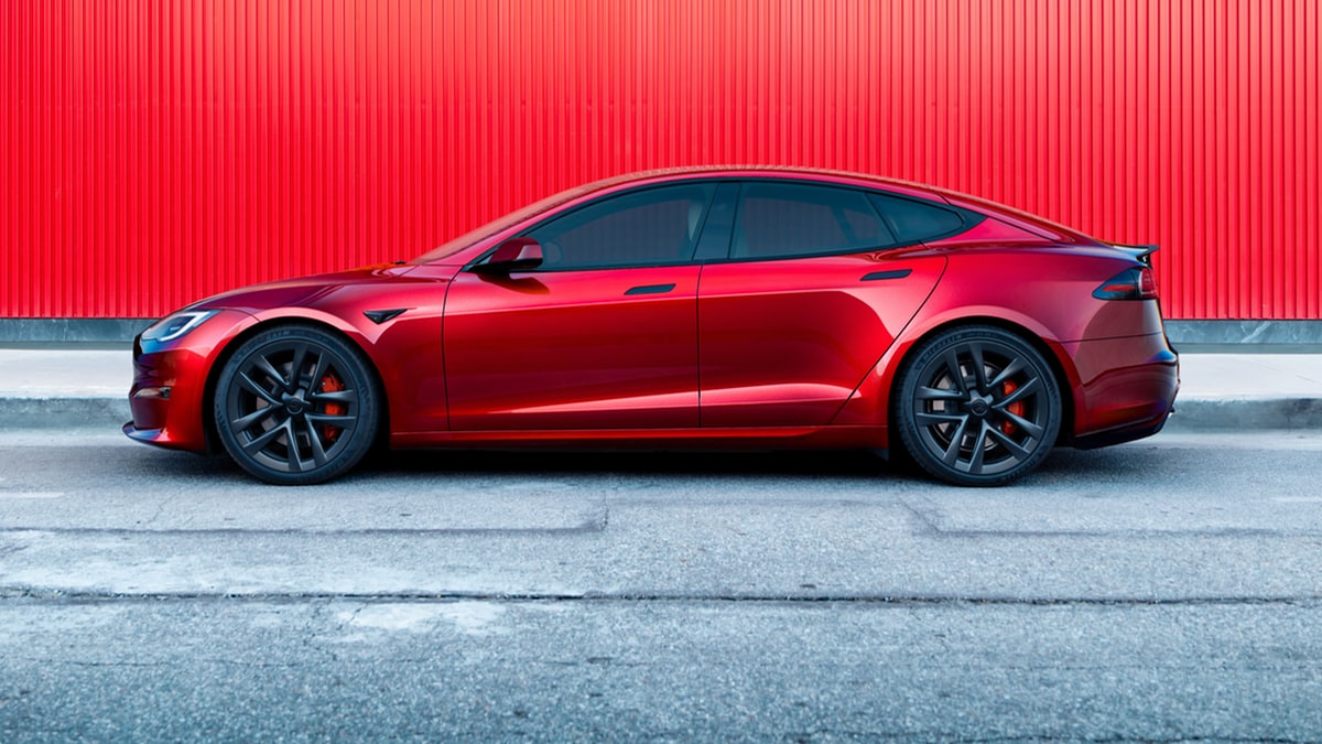 Tesla's Model S is available in the new Ultra Red color