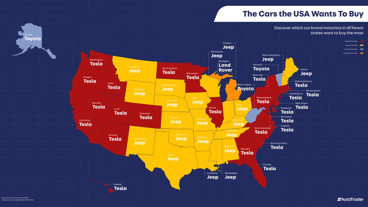 The most-wanted vehicles in each U.S. state