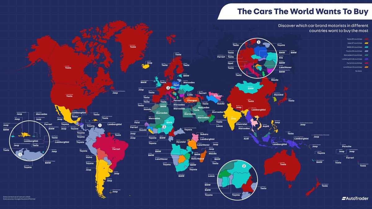Tesla Is the Most Popular Car Worldwide. View the Breakdown by Country