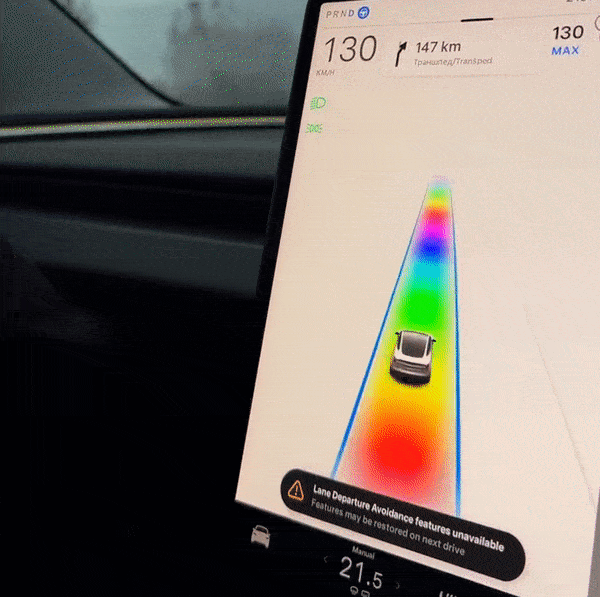 Tesla's Rainbow Road easter egg may one day take advantage of the vehicle's ambient lighting