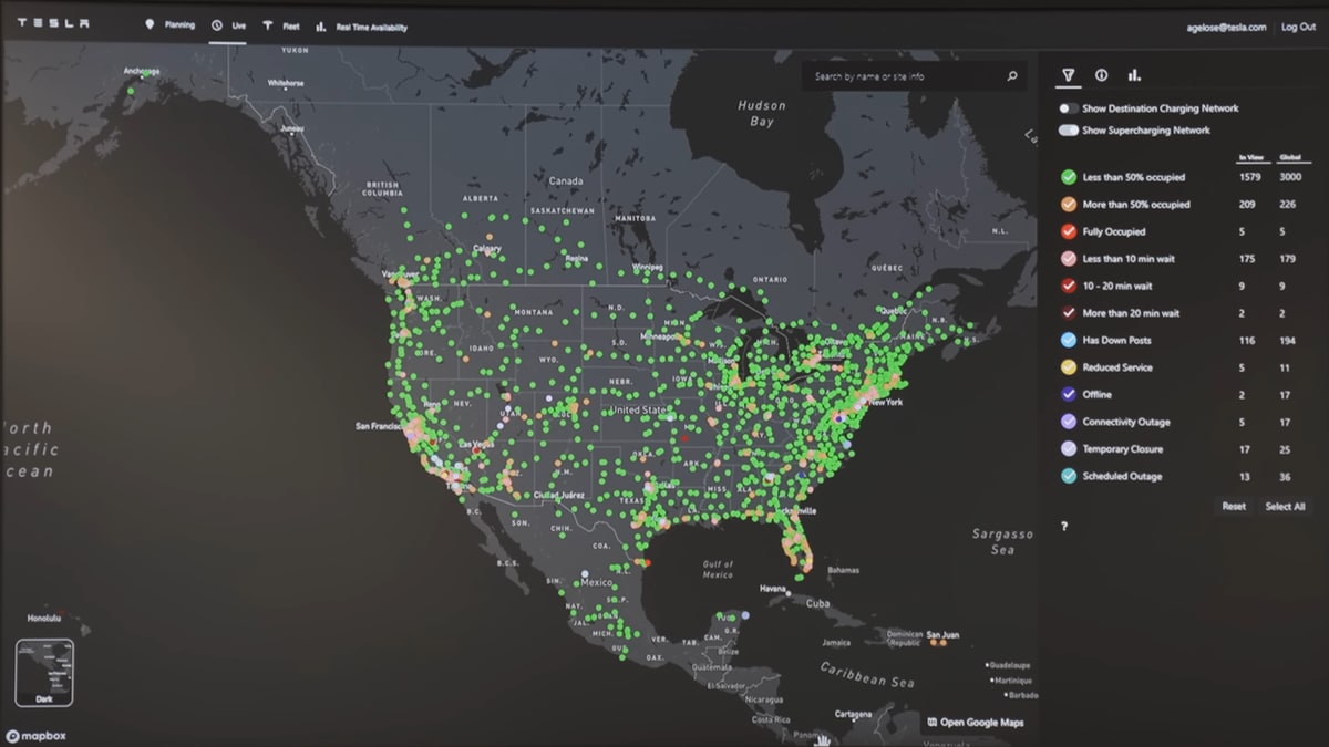 Tesla's Supercharger monitoring system