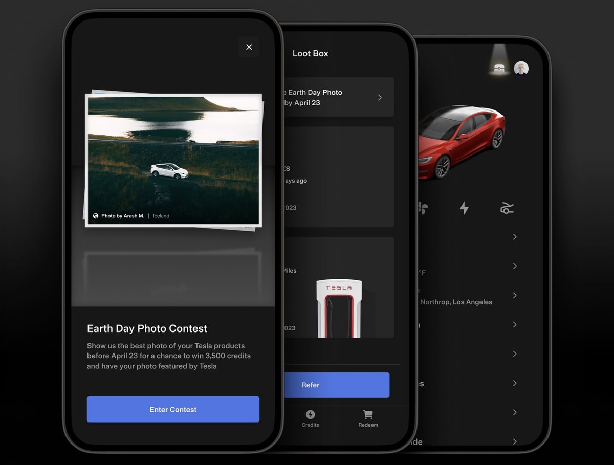 You can enter Tesla's Earth Day contest through the Tesla app