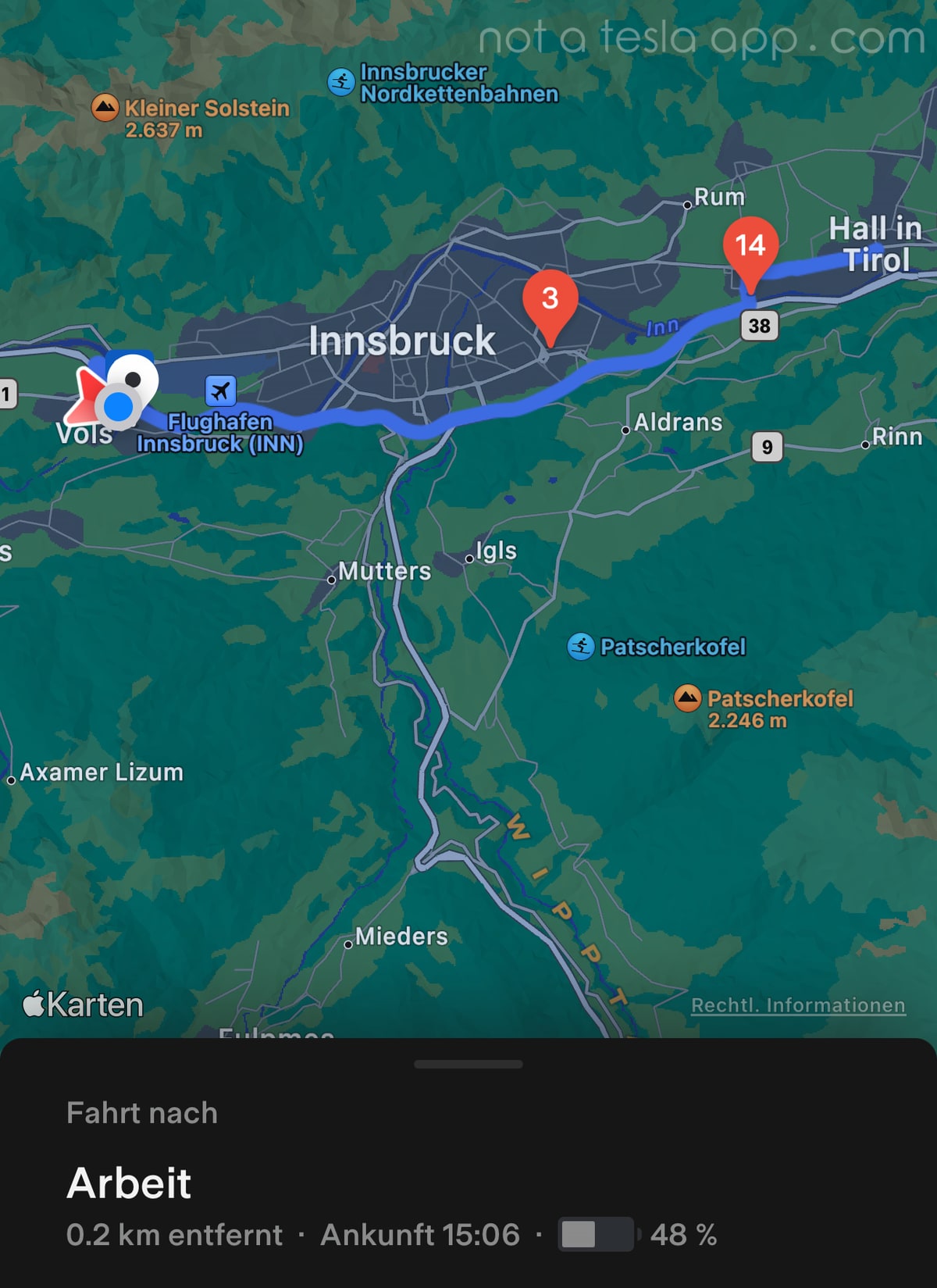 Tesla App Displays the Vehicle's Route feature in update 2023.7.15