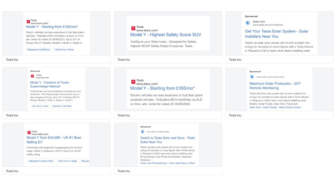 Tesla has begun advertising with Google ads