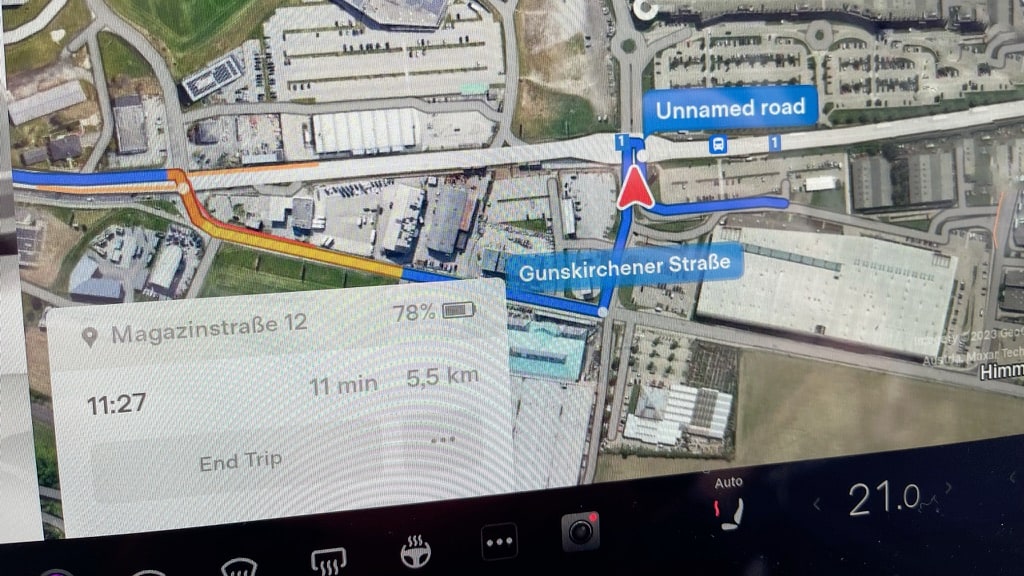Tesla fetches additional map data when you use the navigation system