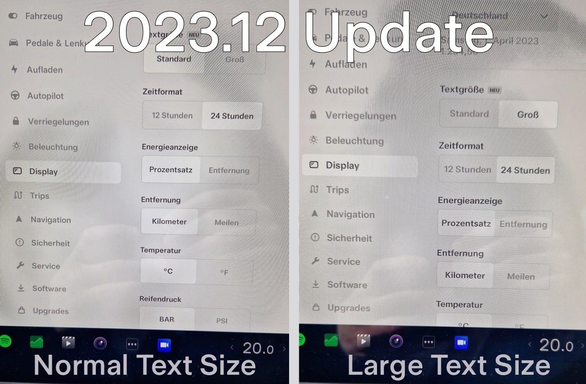 With Tesla update 2023.12 you can adjust the text size