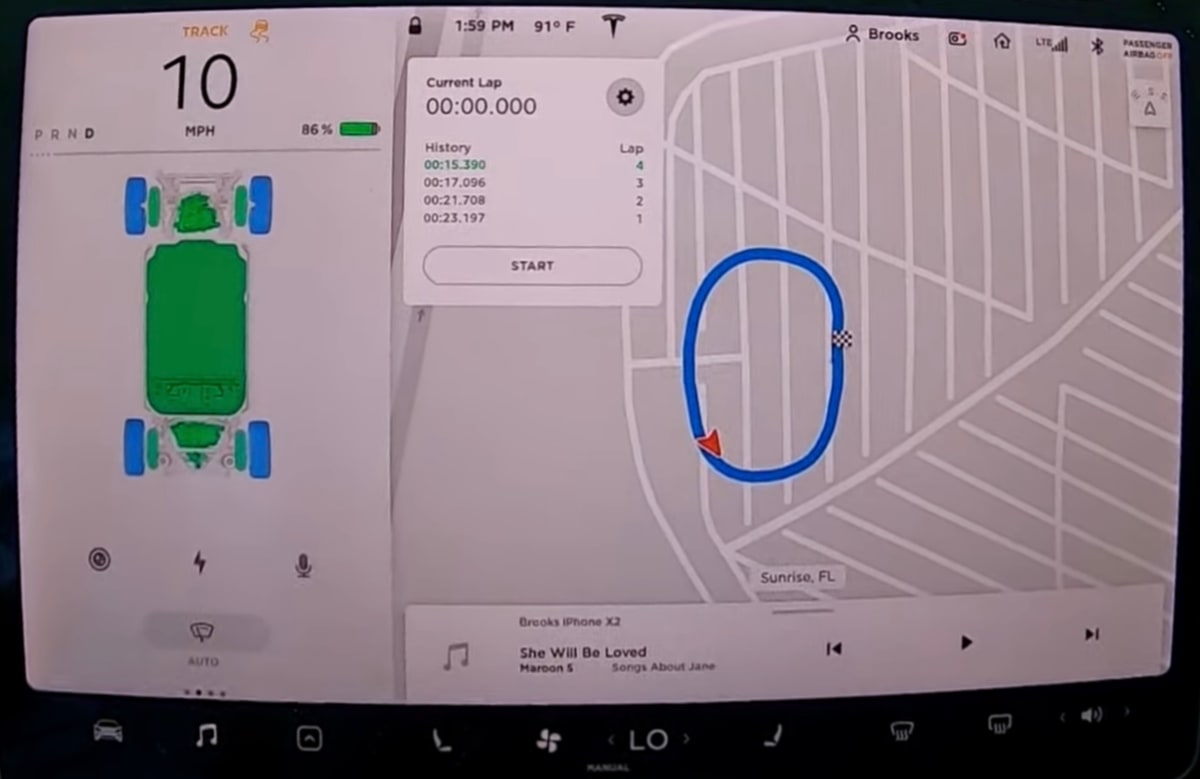 Track Mode can record lap times with you with video footage